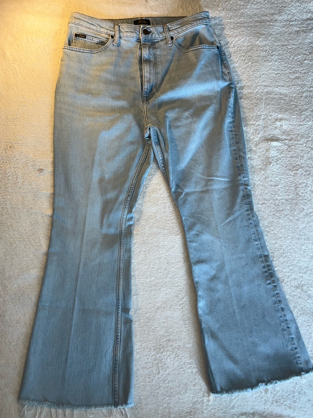 Authentic Polo Ralph Lauren Women’s Flare Crop Jeans Light Wash High Rise Jeans